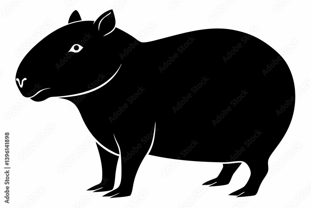 Fototapeta premium capybara silhouette line art vector illustration