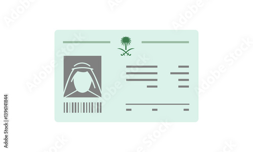 Saudi id card. Arabian personal document. Identity citizen of Saudi Arabia. Vector illustartion