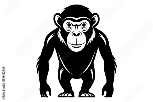 chimpanzee silhouette line art vector illustration