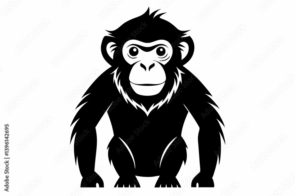 Fototapeta premium chimpanzee silhouette line art vector illustration
