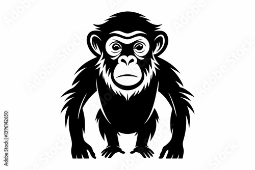 chimpanzee silhouette line art vector illustration