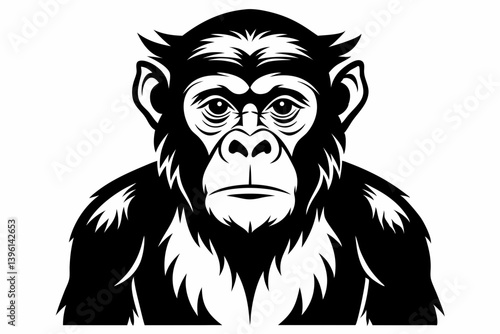 chimpanzee silhouette line art vector illustration