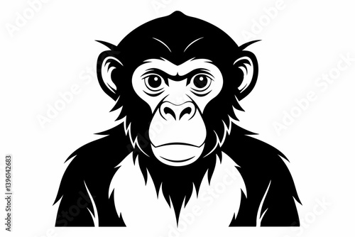 chimpanzee silhouette line art vector illustration