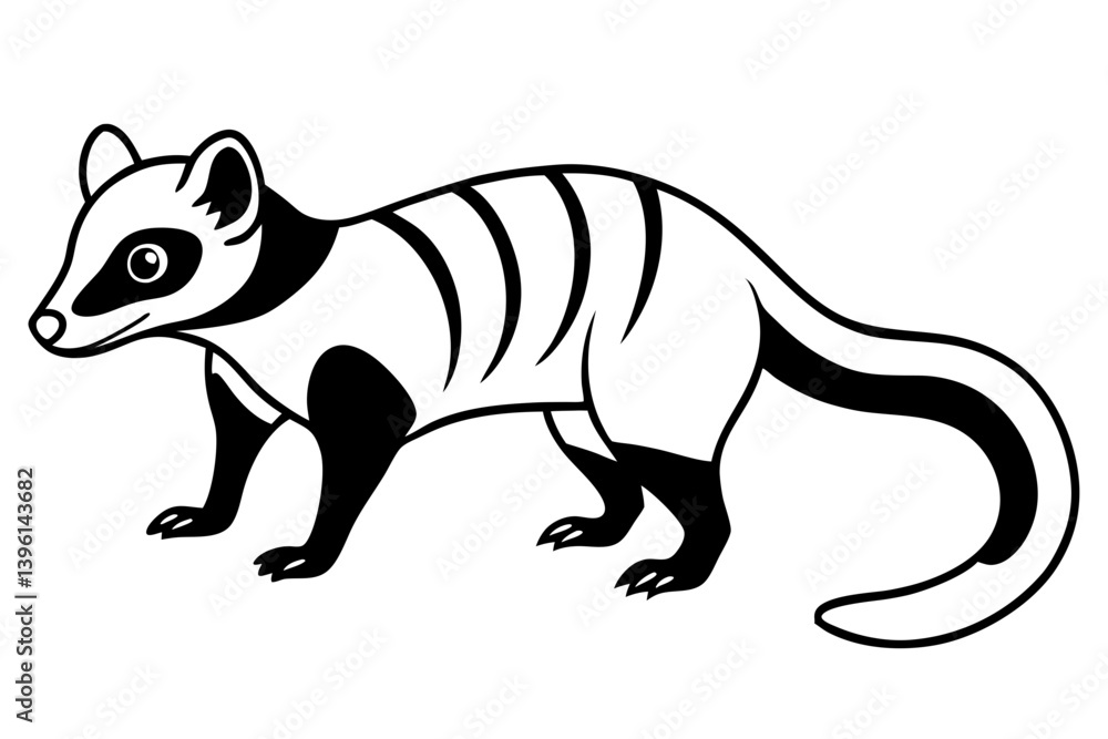 Fototapeta premium civet silhouette line art vector illustration