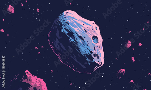 asteroid vector flat minimalistic isolated vector style illustration