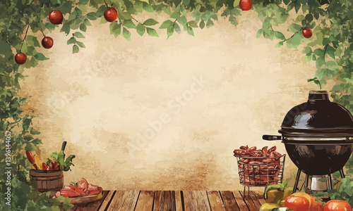 Barbecue party blank invitation