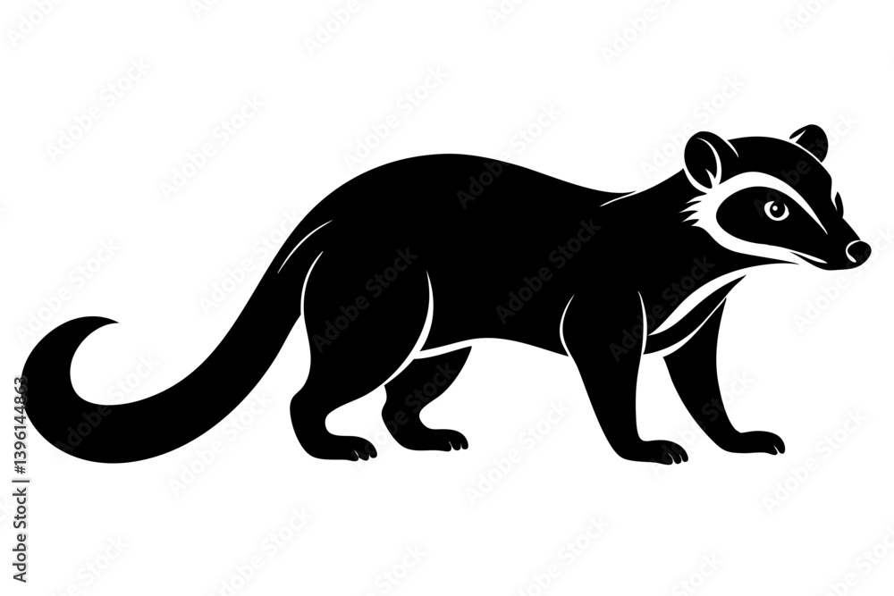 Obraz premium coati silhouette line art vector illustration