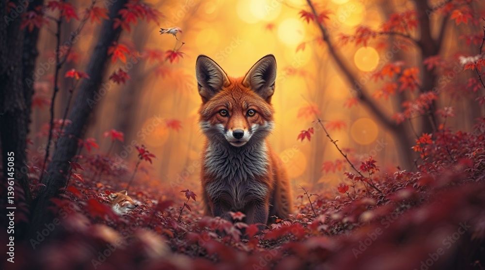 Fototapeta premium Mystical Fox in Enchanted Forest – Surreal Infrared Dreamscape