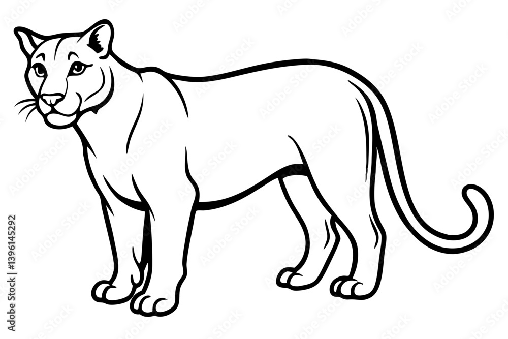 Obraz premium cougar silhouette line art vector illustration