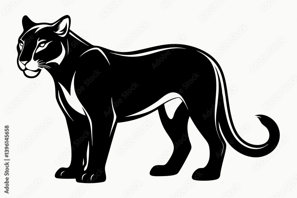 Fototapeta premium cougar silhouette line art vector illustration