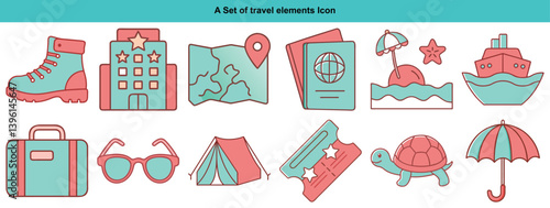 Minimalist Travel Icon Vector Set