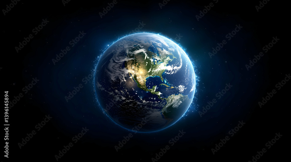 Detailed Digital Illustration Of Planet Earth In Space Detailed Digital Illustration Of Planet Earth In Space