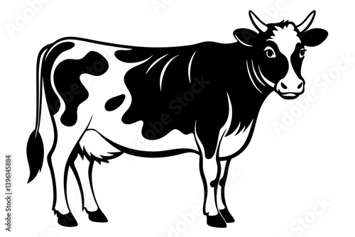 cow silhouette line art vector illustration