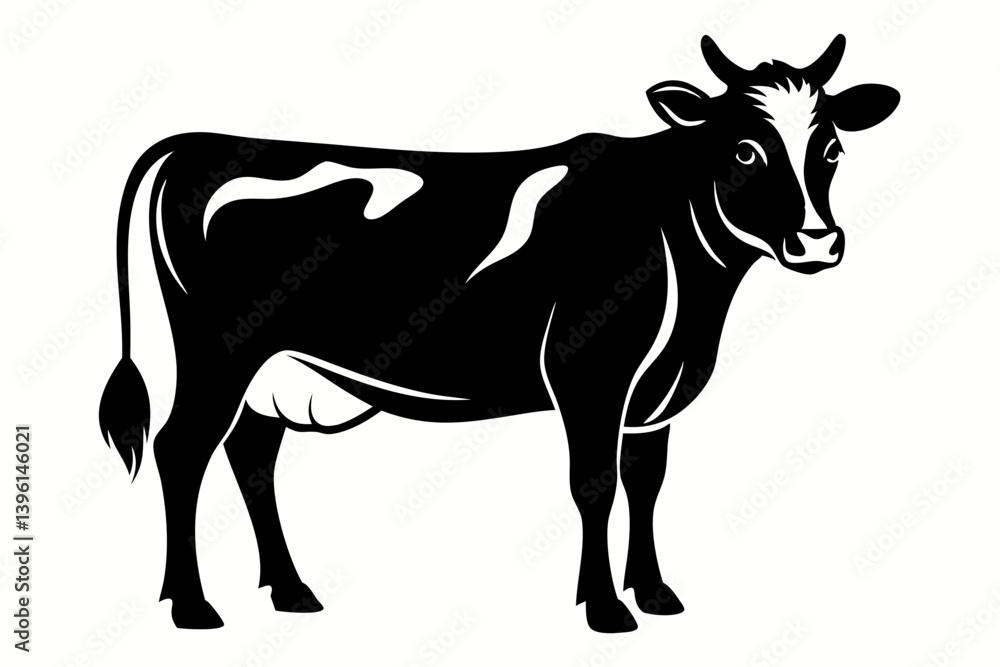 Fototapeta premium cow silhouette line art vector illustration