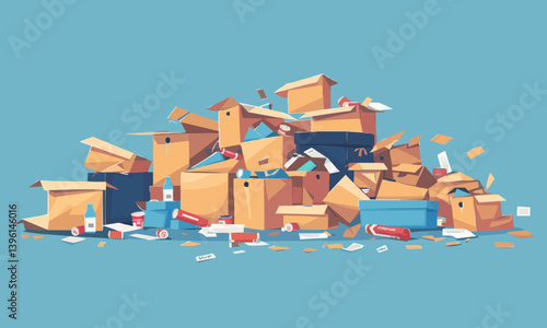 boxes pile of trash vector flat minimalistic isolated vector style illustration