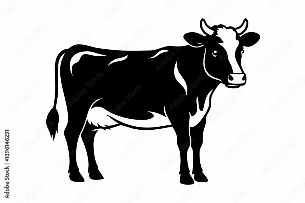 Fototapeta premium cow silhouette line art vector illustration