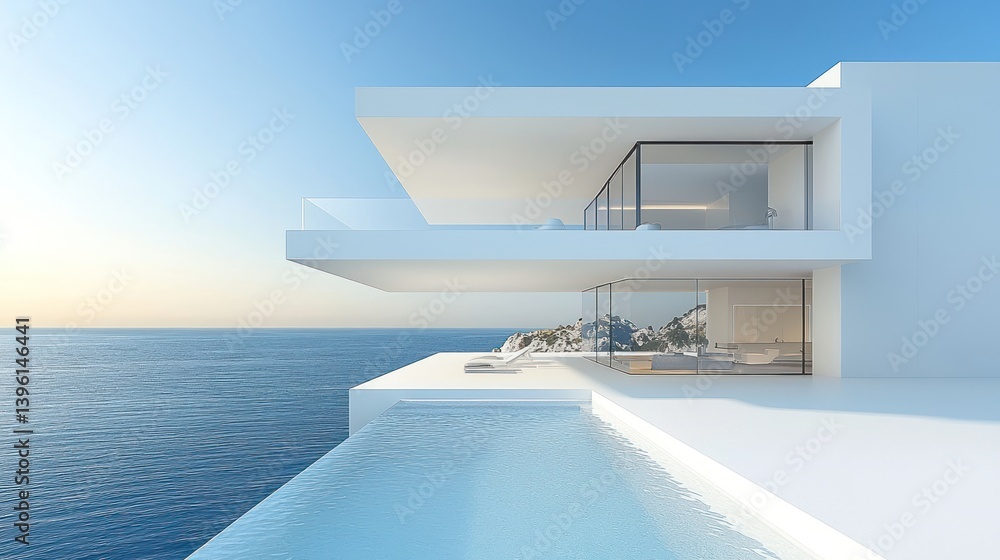 Fototapeta premium Modern seaside villa with infinity pool