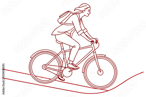 Female Cyclist Enjoying the Ride