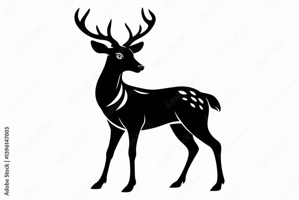 Fototapeta premium deer silhouette line art vector illustration