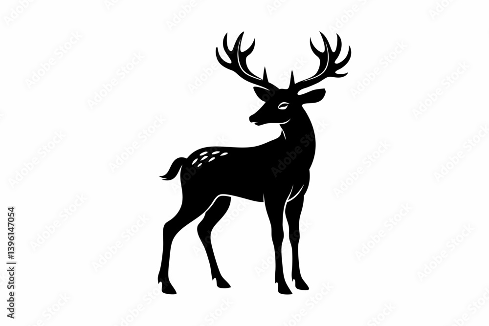 Obraz premium deer silhouette line art vector illustration