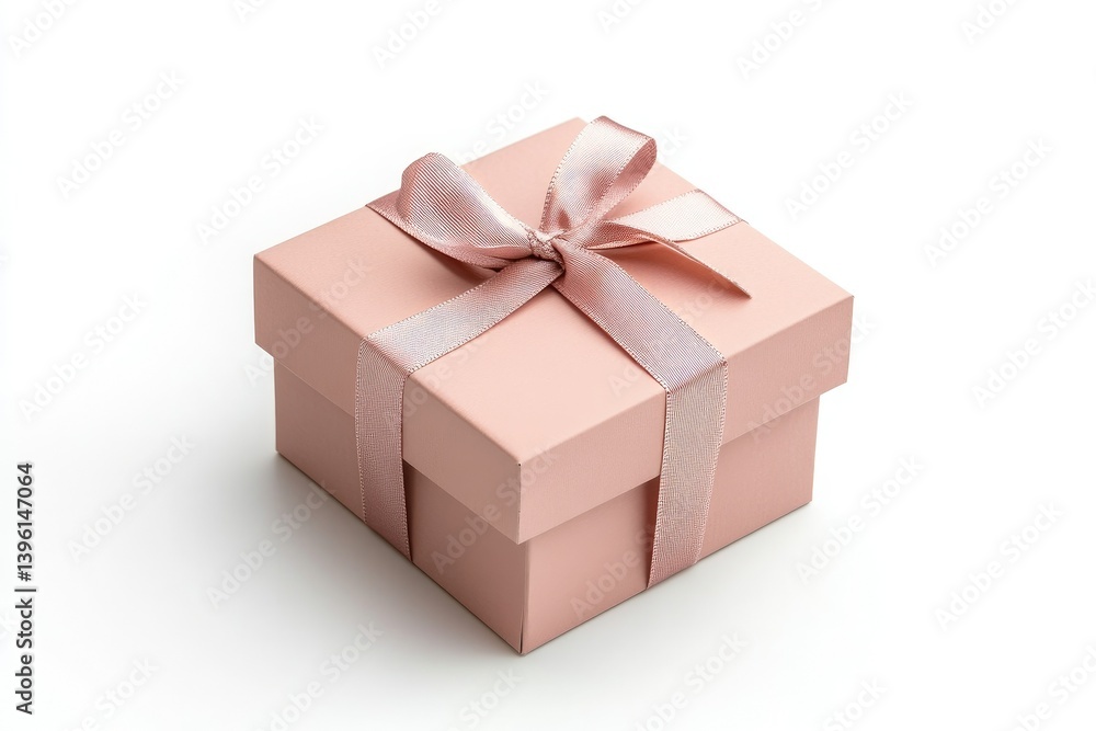 Obraz premium Elegant Pink Gift Box with Ribbon on White Background for Celebration