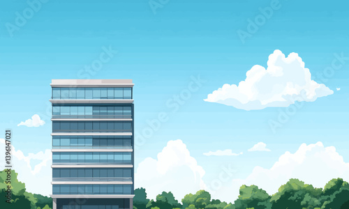 Building on a vast skyline, this multistory office building can be used as a copy space image