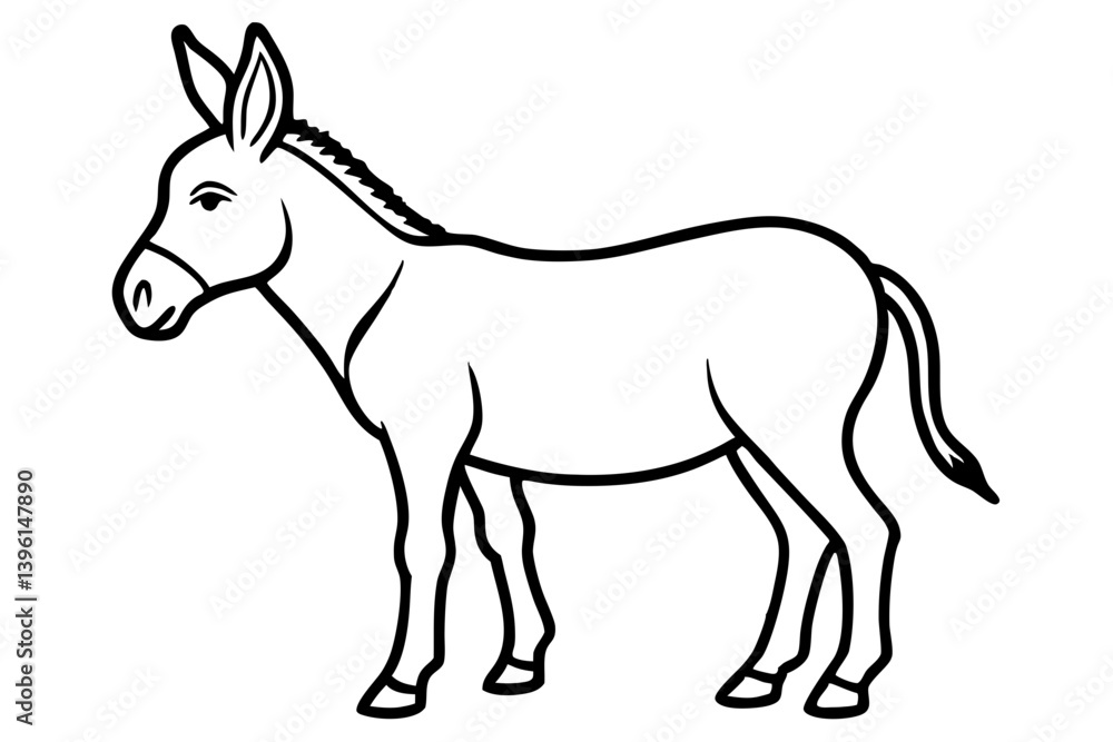donkey silhouette line art vector illustration donkey silhouette line art vector illustration
