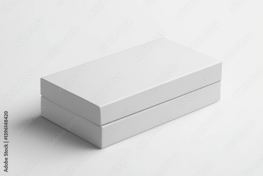 Closed Rectangular Box in White Against a Plain Bright Background Closed Rectangular Box in White Against a Plain Bright Background