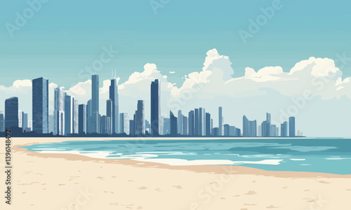 city skyline and beach