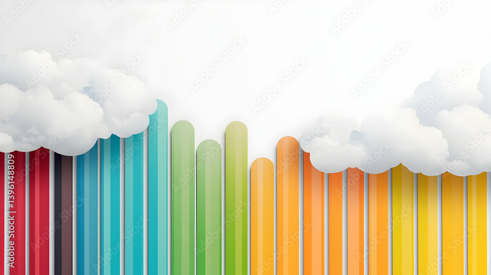 Colorful Abstract Graphic Design With Rainbow Bars And Clouds Colorful Abstract Graphic Design With Rainbow Bars And Clouds