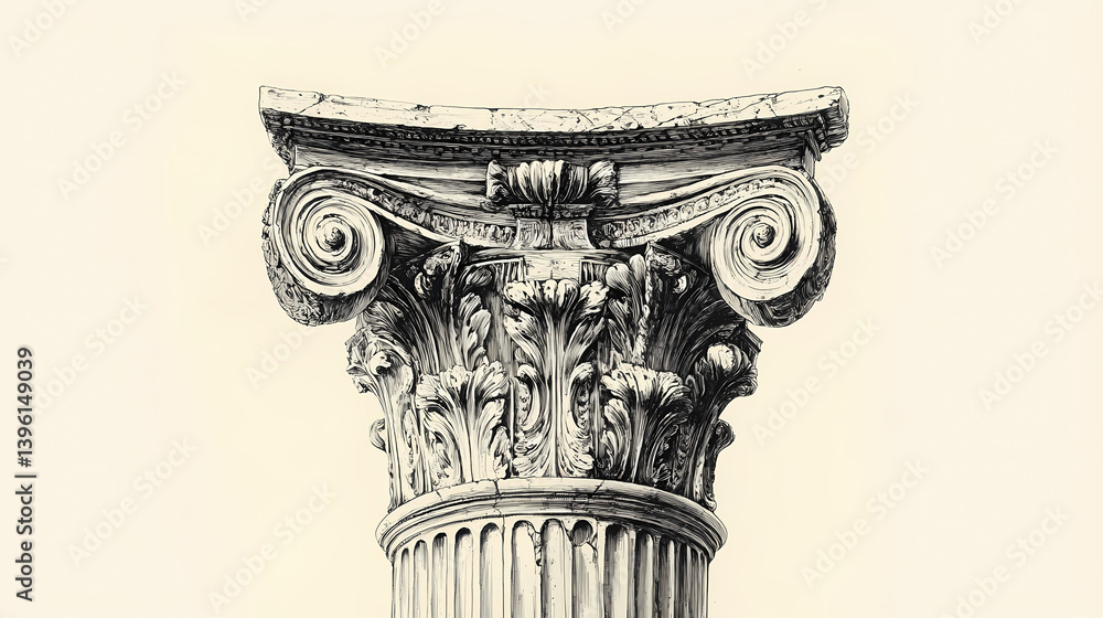 Obraz premium Detailed hand-drawn engraving of an ancient roman column. Ancient Etchings. Illustration