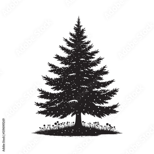 Fir Tree Vector Silhouette, Elegant Evergreen Tree Outline, Nature-Inspired Clipart for Wall Art, Logos, Stickers, Apparel, Digital Prints, Crafts, Posters, and Home Decor.
