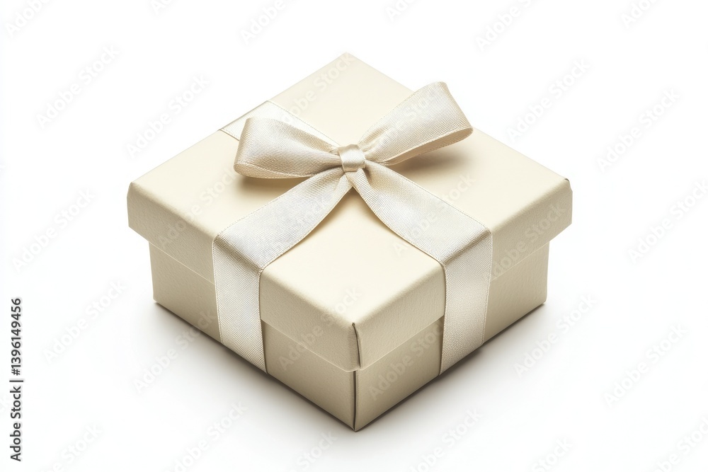Elegant Gift Box with Ribbon Bow on White Background for Celebration Elegant Gift Box with Ribbon Bow on White Background for Celebration