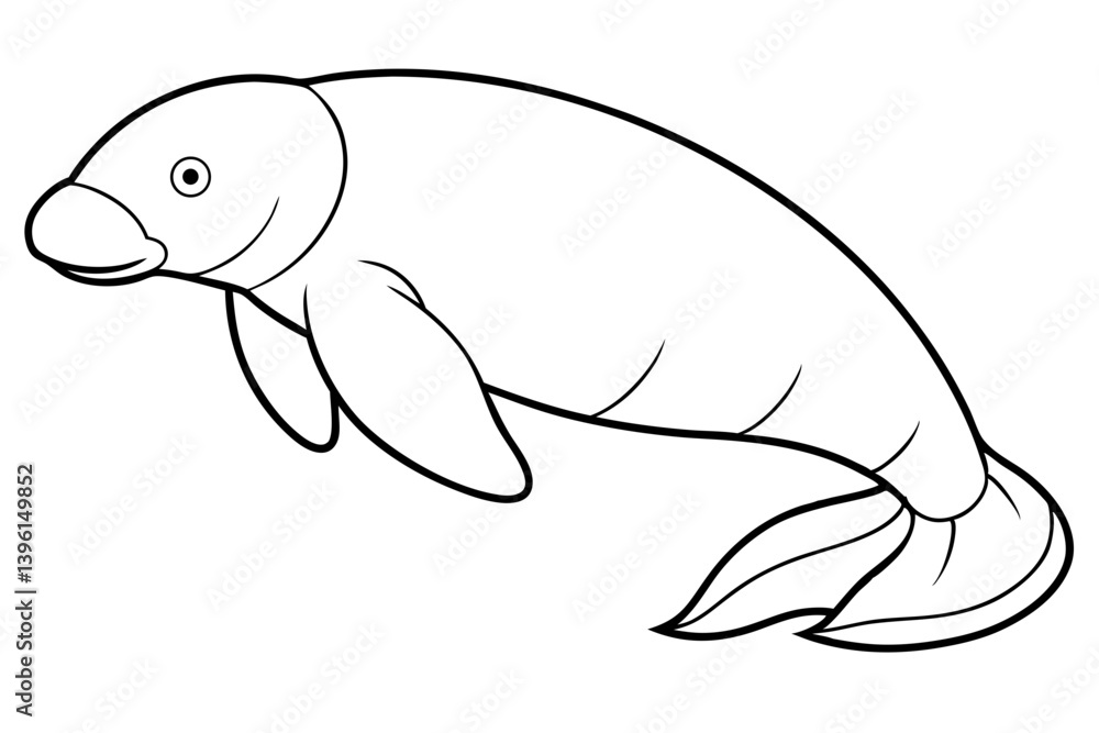 dugong silhouette line art vector illustration dugong silhouette line art vector illustration