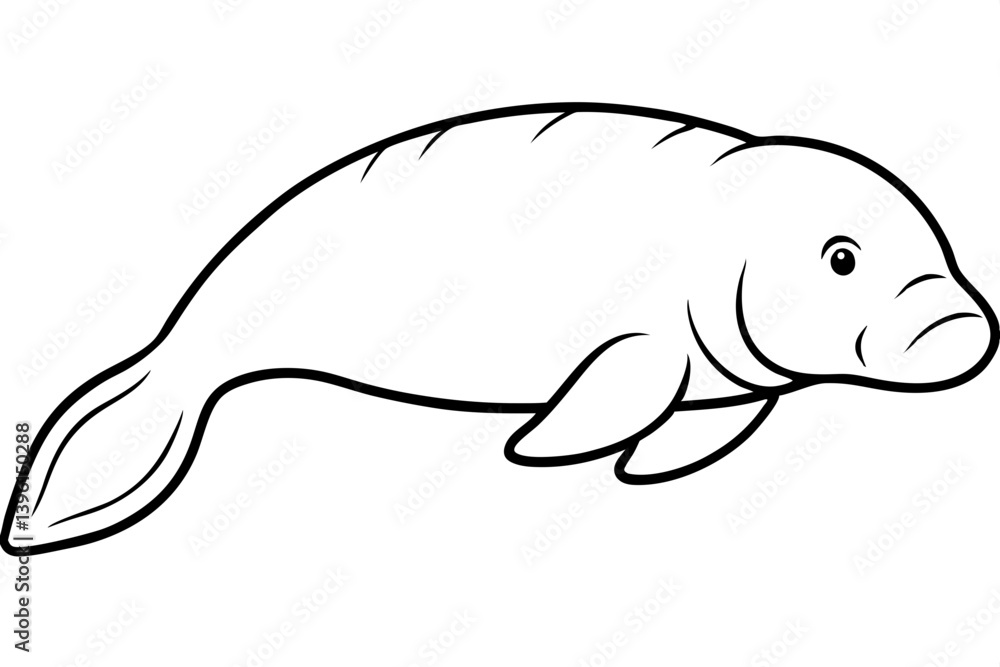 dugong silhouette line art vector illustration dugong silhouette line art vector illustration
