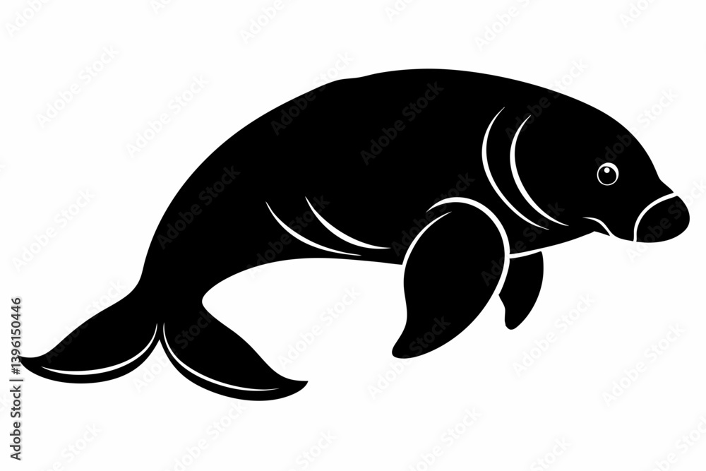 dugong silhouette line art vector illustration dugong silhouette line art vector illustration