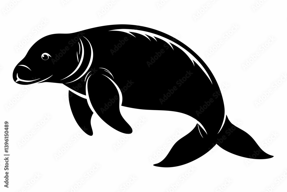 dugong silhouette line art vector illustration dugong silhouette line art vector illustration