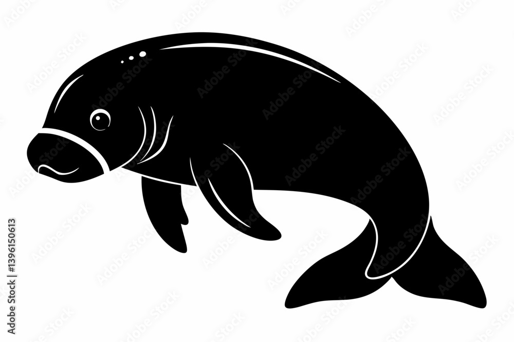 dugong silhouette line art vector illustration dugong silhouette line art vector illustration