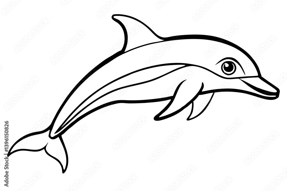 Naklejka premium dusky dolphin silhouette line art vector illustration