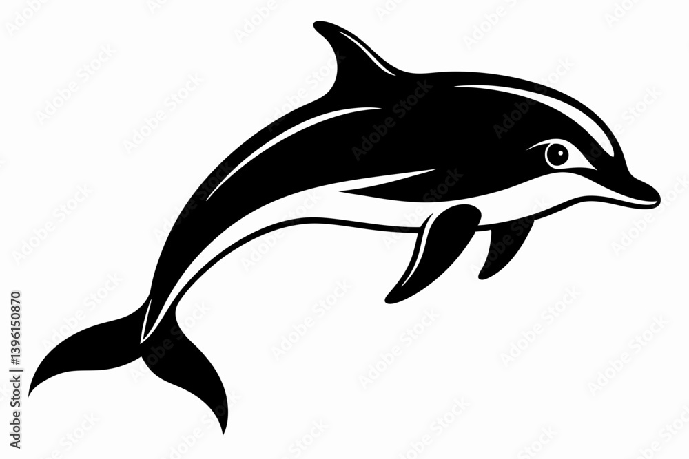 Fototapeta premium dusky dolphin silhouette line art vector illustration