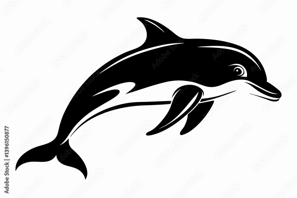 Fototapeta premium dusky dolphin silhouette line art vector illustration