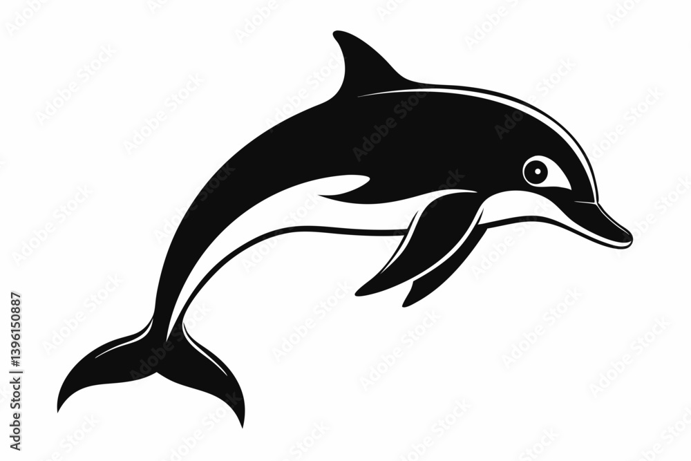 Fototapeta premium dusky dolphin silhouette line art vector illustration