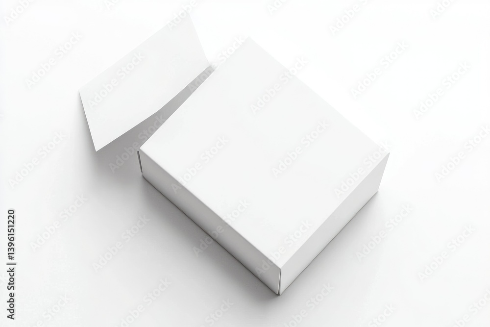 Presenting White Box with Card Against a Pure White Background Studio Presenting White Box with Card Against a Pure White Background Studio