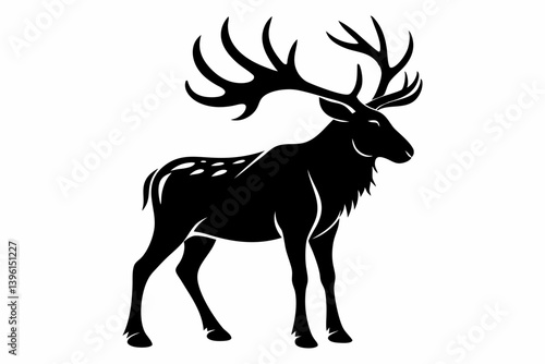 elk silhouette line art vector illustration