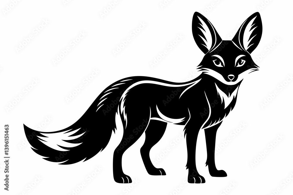 Obraz premium fennec fox silhouette line art vector illustration