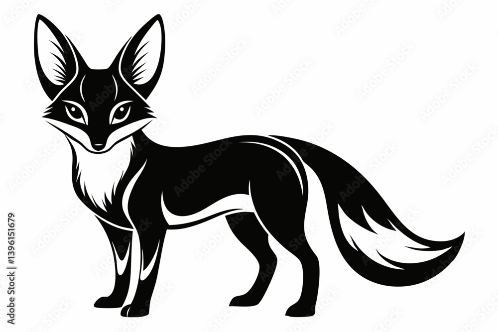fennec fox silhouette line art vector illustration fennec fox silhouette line art vector illustration