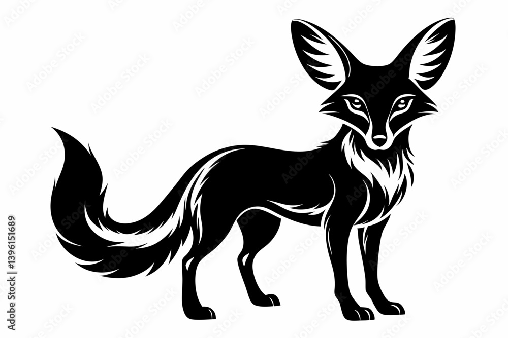 fennec fox silhouette line art vector illustration fennec fox silhouette line art vector illustration
