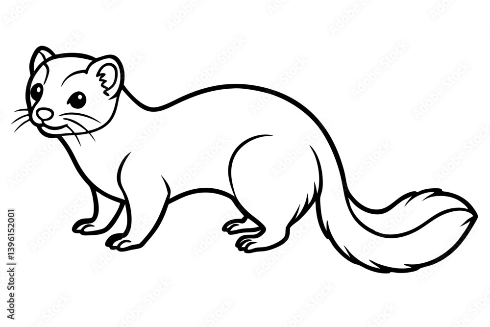 Obraz premium ferret silhouette line art vector illustration