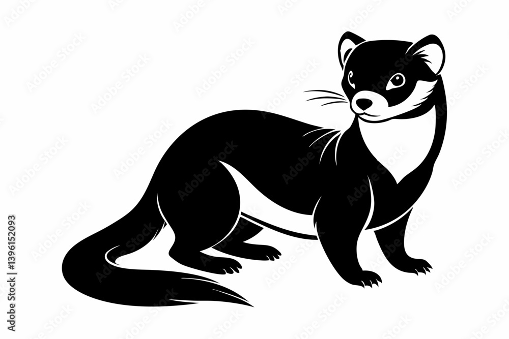 Obraz premium ferret silhouette line art vector illustration