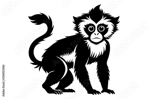 gibbon silhouette line art vector illustration